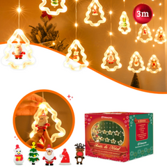 Cascata de LED Figuras Natalinas - Decoração de Natal